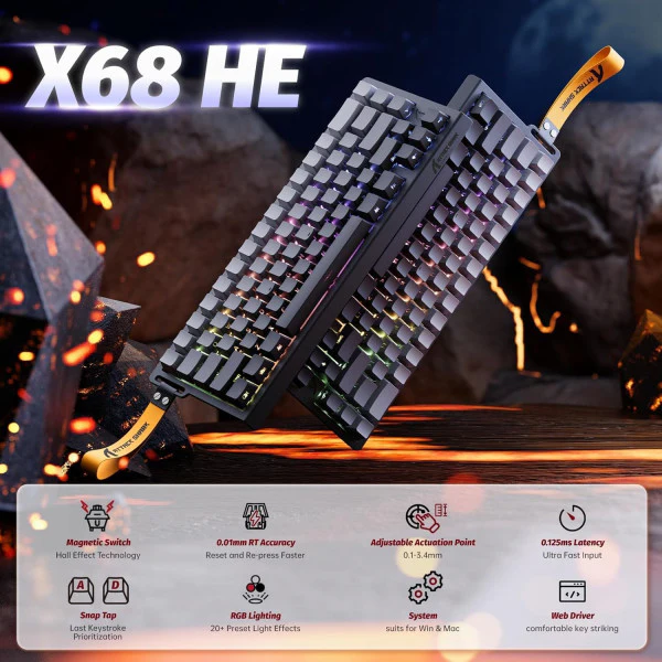 ATTACK SHARK X68 HE Moon Night (Magnetic Switch) - Image 2