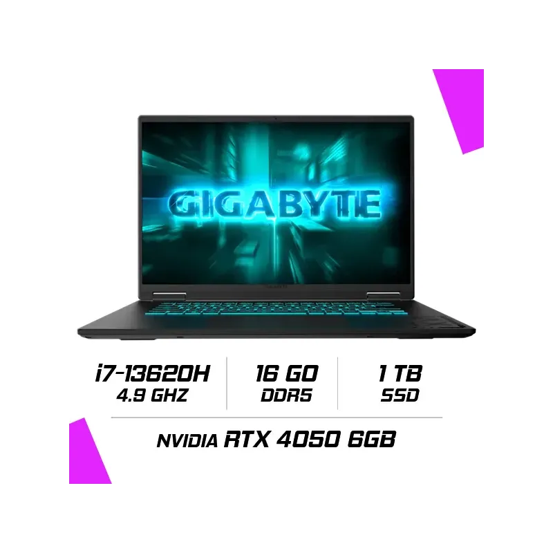 GIGABYTE GAMING A16 GA6CMH-I2FR894SD Intel i7-13620H/16GB DDR5/1TB SSD/RTX 4050 6G/16″ 165Hz/FreeDos